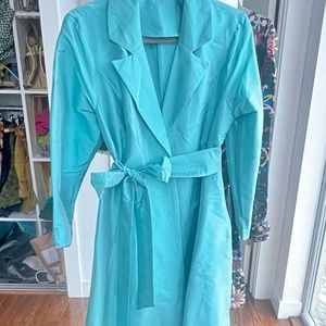 Frances Valentine Lucille taffeta swing wrap dress, turqoise